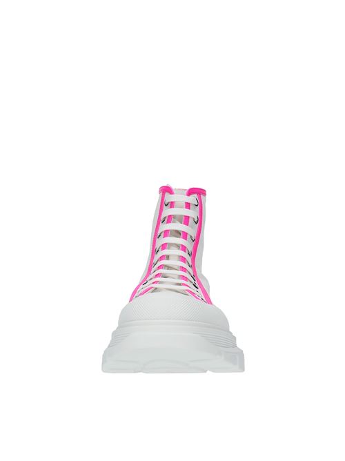 Sneakers alte in tessuto ALEXANDER MCQUEEN | 697082 W4MV5BIANCO-FUXIA